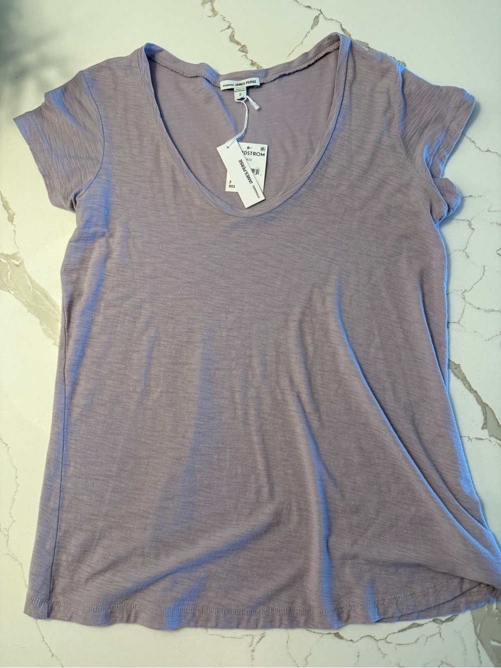 James Perse Parfait Light Lavender Scoop Neck T-Shirt Size 2 NWT